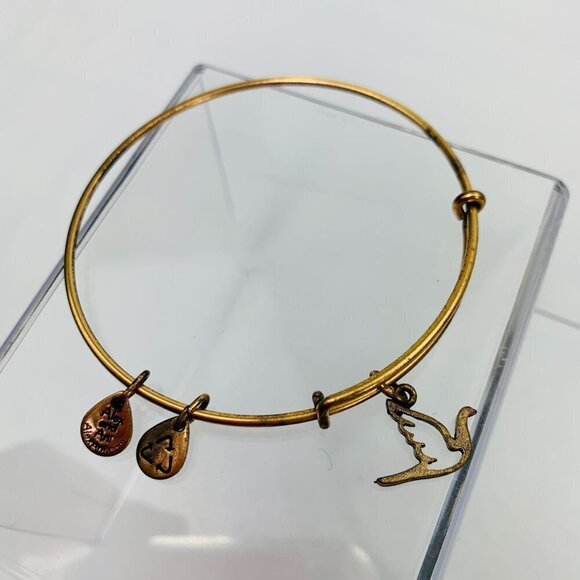 Alex and Ani Gold Dove of Peace Charm Bracelet - Expands 2"- 3.5" - Picture 2 of 2